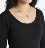 Scoop Neck Long Sleeve Top - Black - Image 2