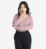 Scoop Neck Long Sleeve Top - Nude Pink - Image 2