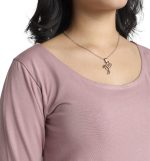 Scoop Neck Long Sleeve Top - Nude Pink - Image 3