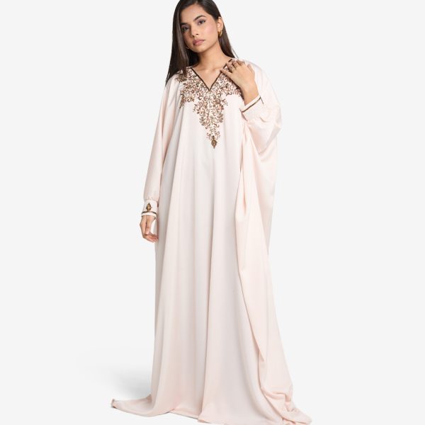 MAHAL Exclusive Zohreh Blush Zardozi Kaftan