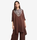 MAHAL Premium Brown Ganache Embroidered Kurta Set - Image 2