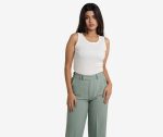 Ribbed Sleeveless Round Neck Top -White