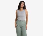 Ribbed Sleeveless Round Neck Top - Grey