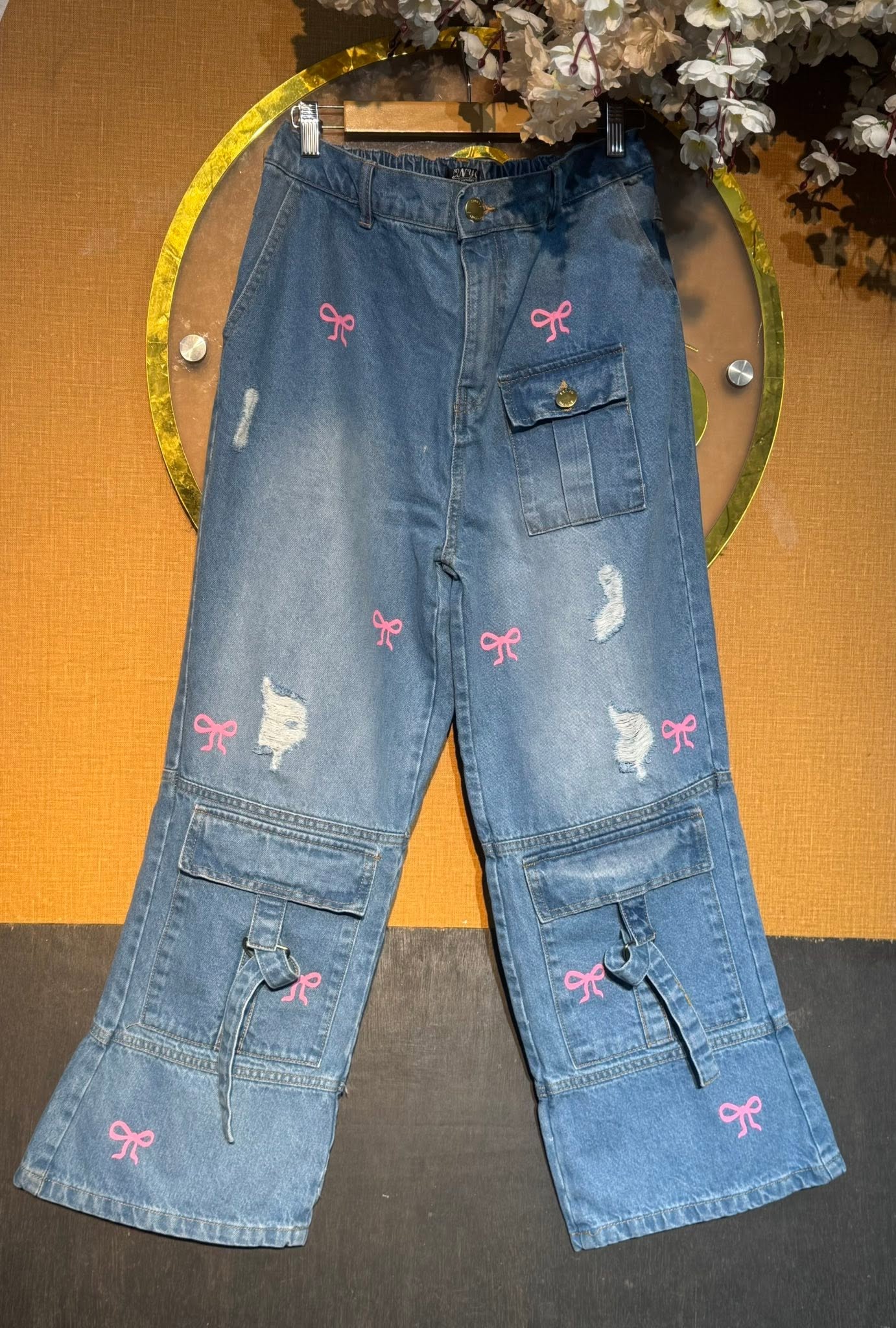 700379623_1391978962967860_5937099601323363883_n Embroidered Cargo Denim Jeans - Image 1