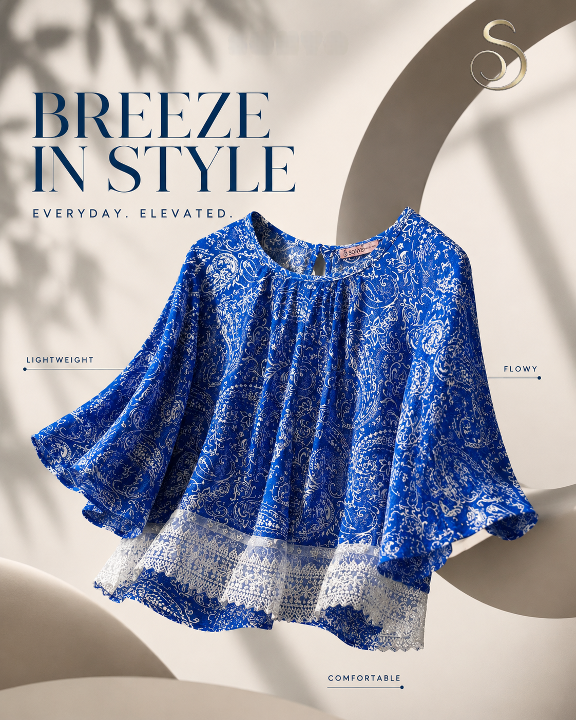 Paisley Flowy Lace-Hem Top Paisley Flowy Lace-Hem Top - Image 1