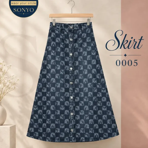 SONYO Geometric Butterfly Print Maxi Skirt