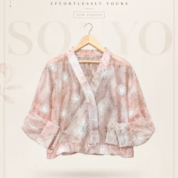 SONYO Dusty Pink Embroidered V-Neck Top