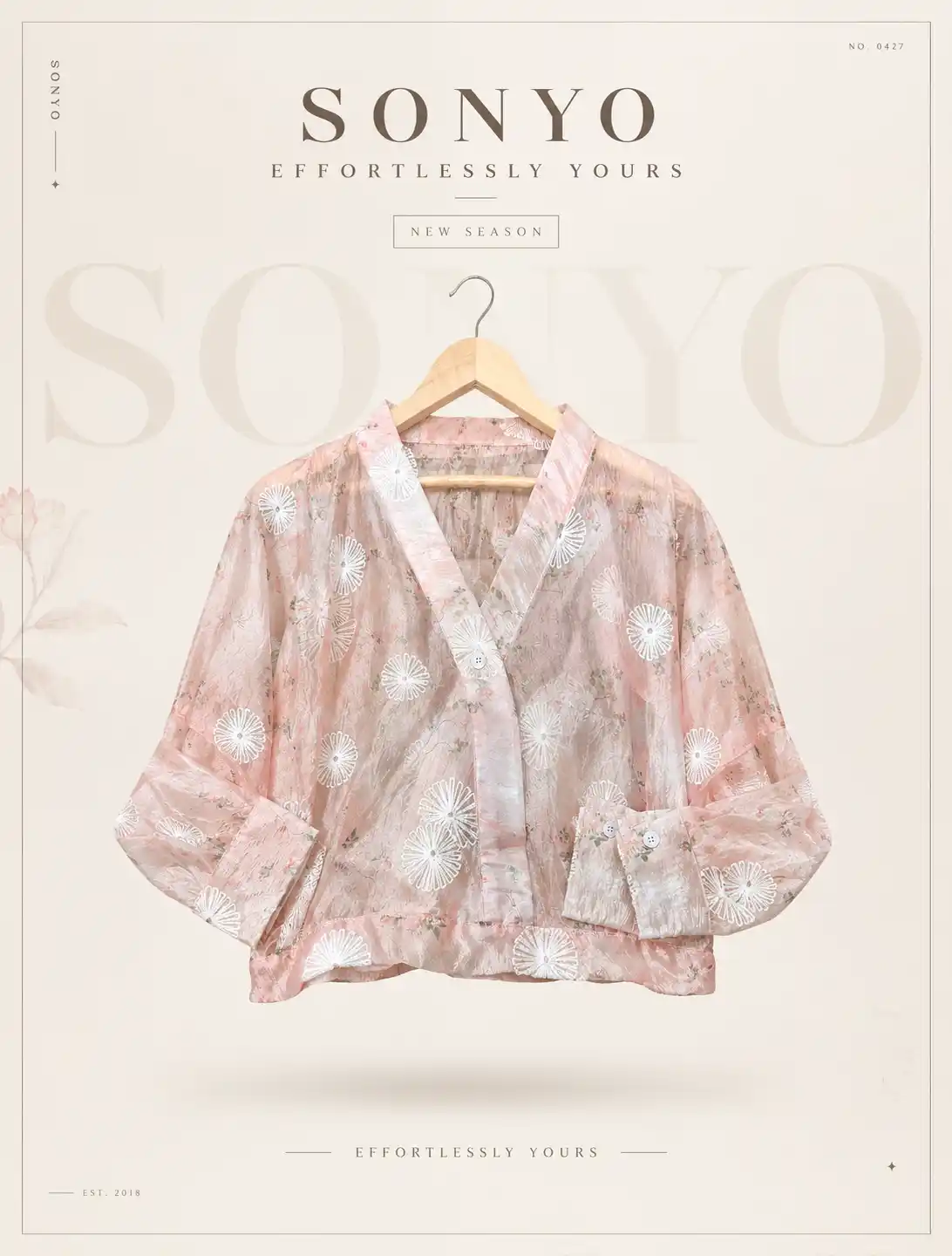 Updated Tops05 (1) SONYO Dusty Pink Embroidered V-Neck Top - Image 1